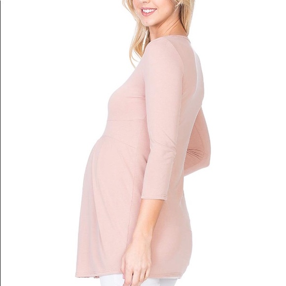 Women's 3/4 SLV Front Pleated Maternity Top - Picture 5 of 6
